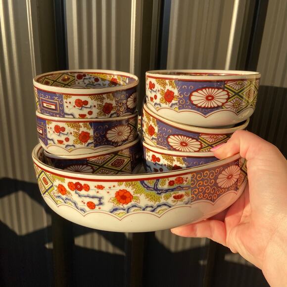 Vintage Mizuko Japanese Floral Serving Dish & Bowl Set - Picture 2 of 8